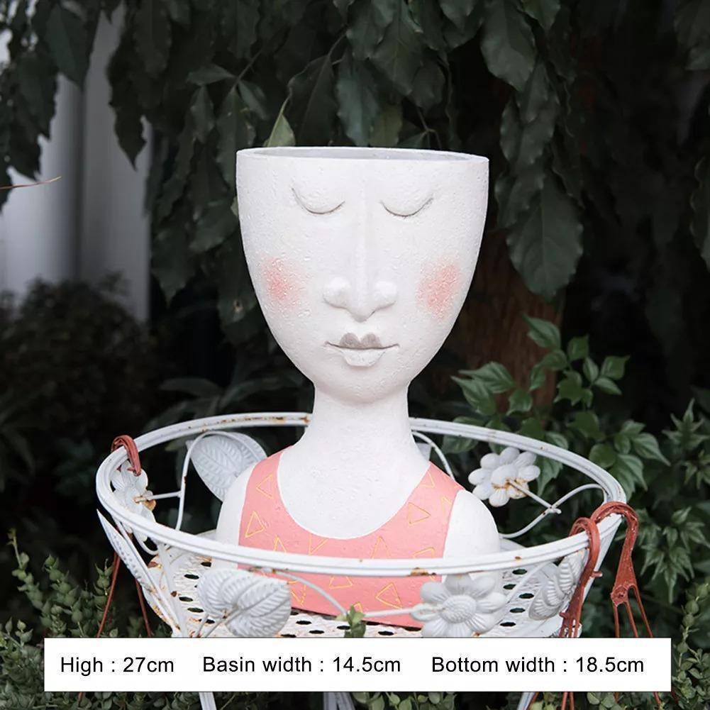 Caricature Face Sculpture Planter, Eight Characters, view 12