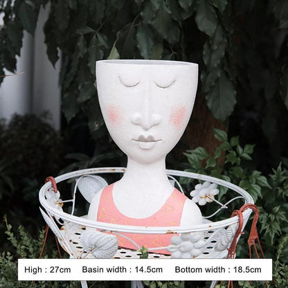 Caricature Face Sculpture Planter, Eight Characters, view 12