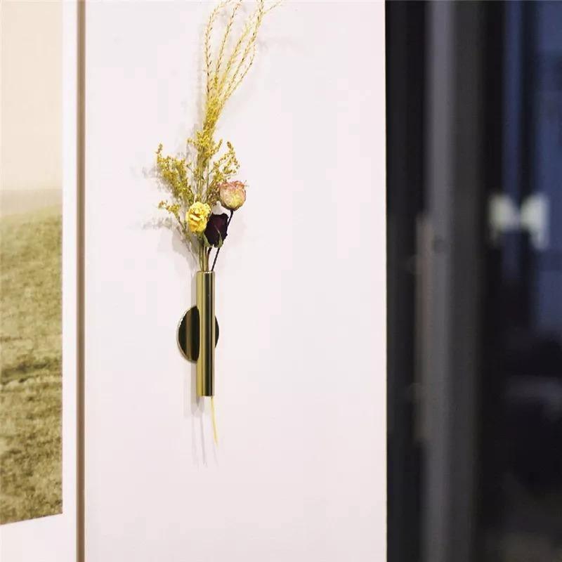 Wall Mounted Metal Tube Bud Vase, Round or Heart, view 14