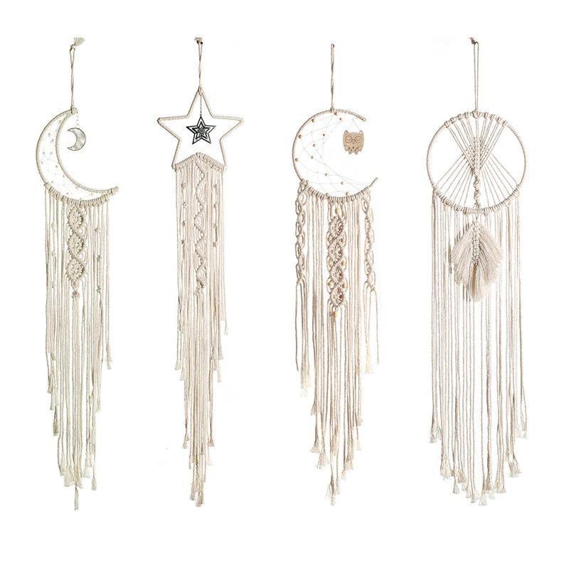 Cotton Macrame Wall Hanging on a Bamboo Peg, Four Styles, view 13