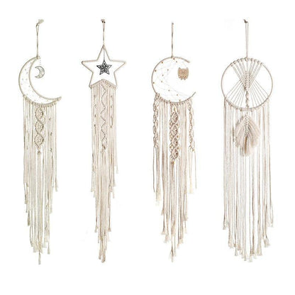 Cotton Macrame Wall Hanging on a Bamboo Peg, Four Styles, view 13
