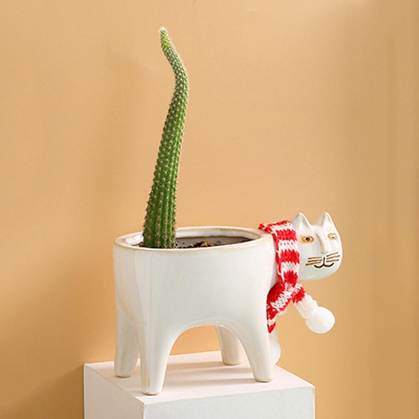 Cat Shaped Ceramic Planter with Drain Hole, 5.9 in, view 4