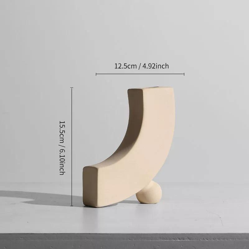 Matte Beige Ceramic Vase, 12 Sculptural Styles, view 15