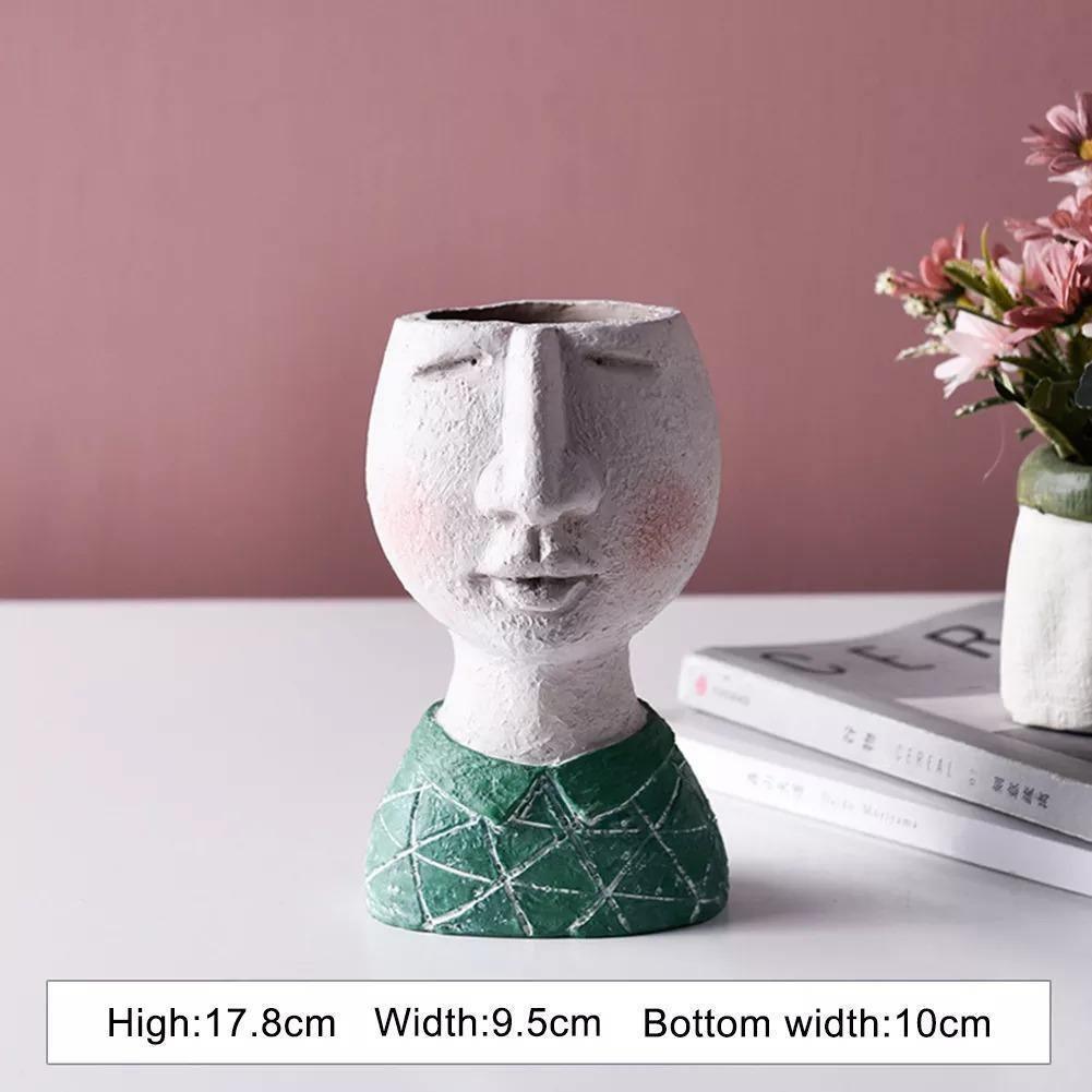 Caricature Face Sculpture Planter, Eight Characters, view 9