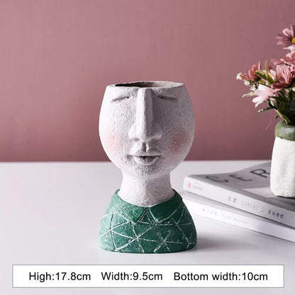 Caricature Face Sculpture Planter, Eight Characters, view 9