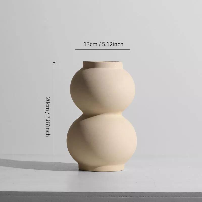 Matte Beige Ceramic Vase, 12 Sculptural Styles, view 16