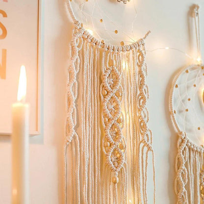 Cotton Macrame Wall Hanging on a Bamboo Peg, Four Styles, view 3