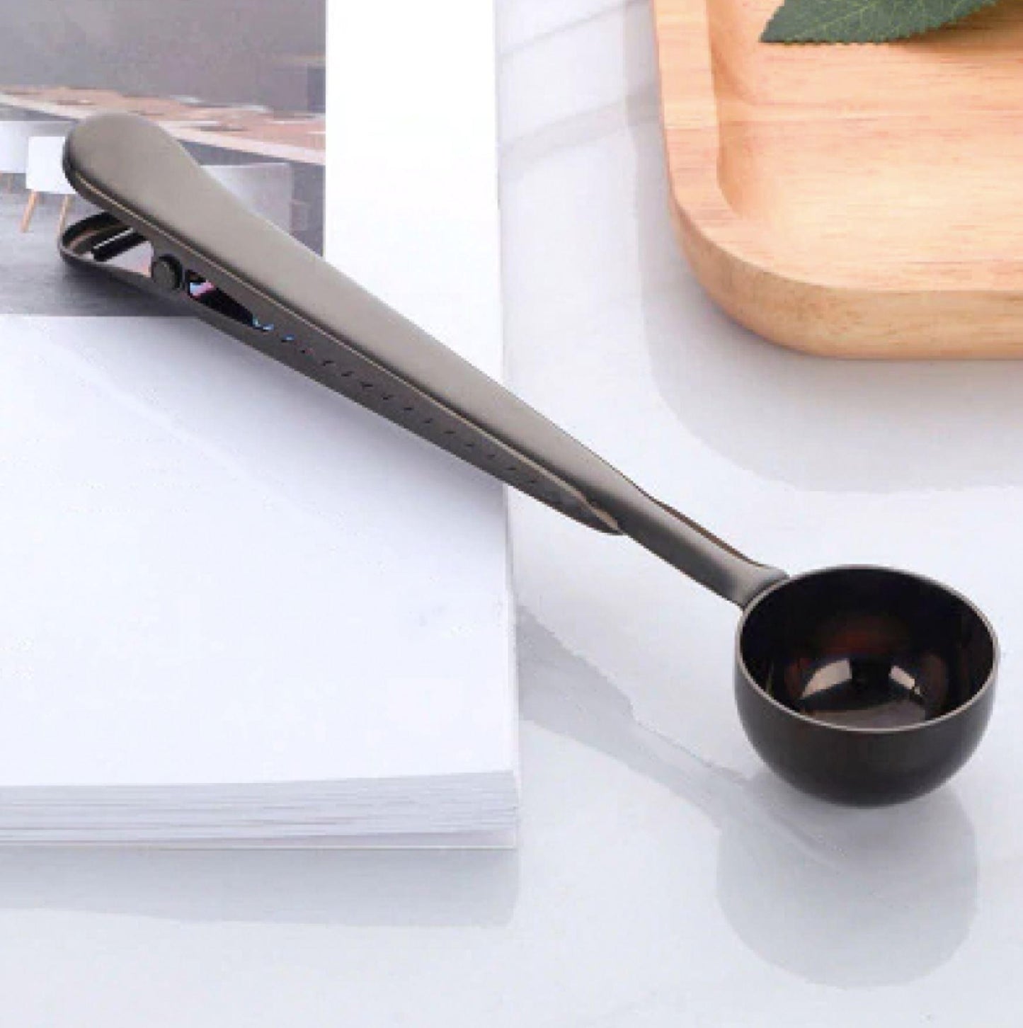 Stainless Steel Coffee Scoop with Bag Clip Handle, view 7