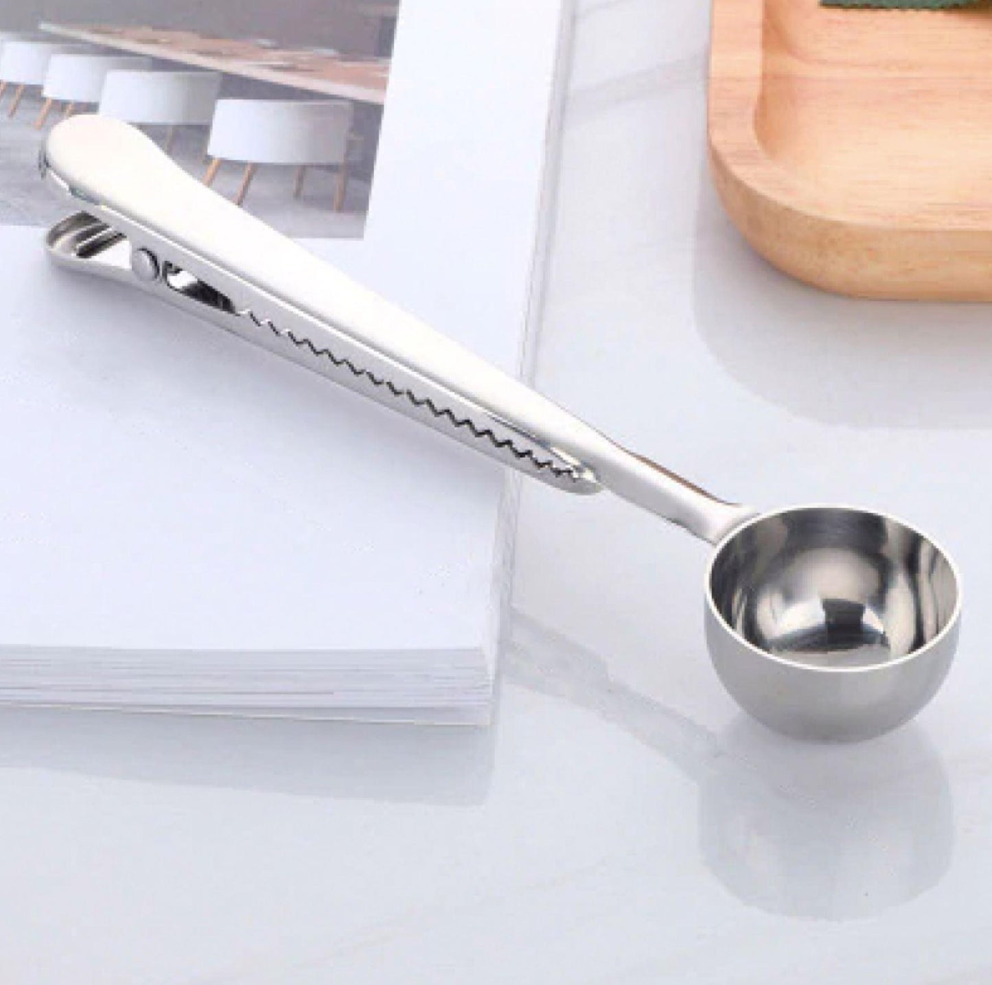 Stainless Steel Coffee Scoop with Bag Clip Handle, view 8