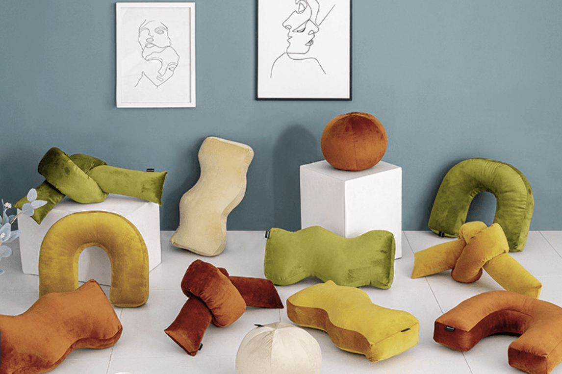 Velvet Retro Shape Cushions: U, Wave and Knot Strip, view 6