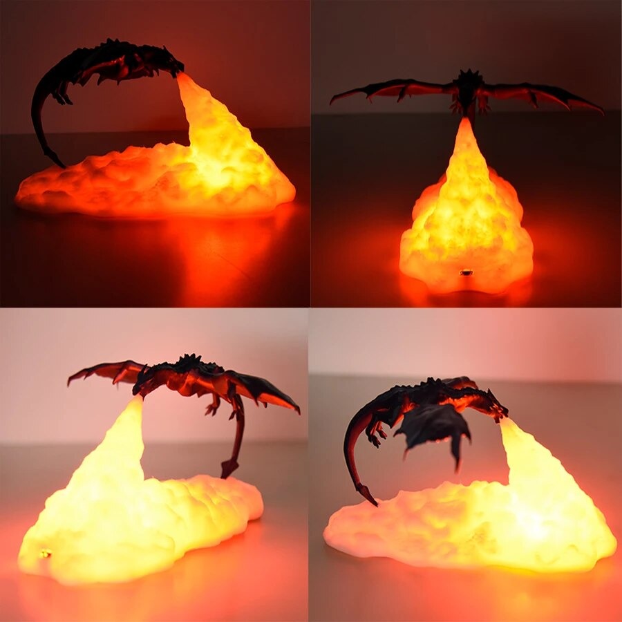 LED Dragon Lamp with Flame Effect, USB Powered, view 4