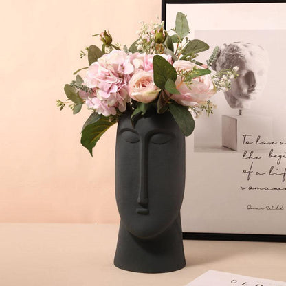 Abstract Face Ceramic Vase in Three Sizes, view 3