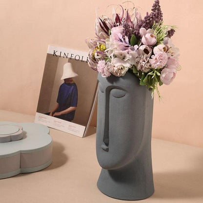 Abstract Face Ceramic Vase in Three Sizes, view 7