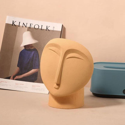 Abstract Face Ceramic Vase in Three Sizes, view 8