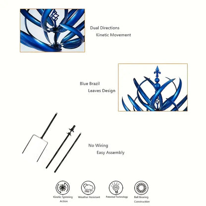Blue Lotus Metal Wind Spinner for the Garden, view 6