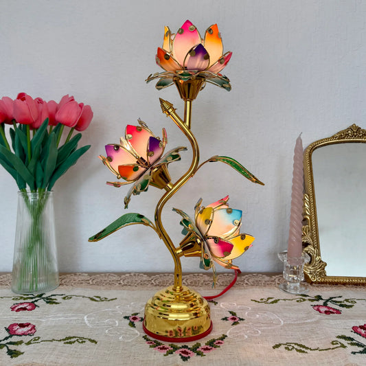 Lotus Flower Lamp with Hand Painted Petals, Three Sizes