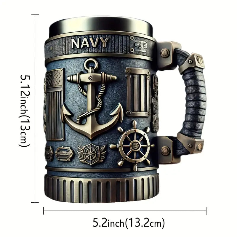 Sculpted Military Tankard Mug with Steel Liner, view 3