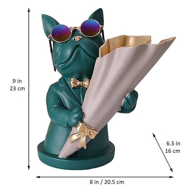 French Bulldog Resin Flower Vase with Bouquet Cone, view 16