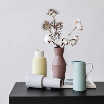 Matte Ceramic Decorative Vase in Five Modern Shapes