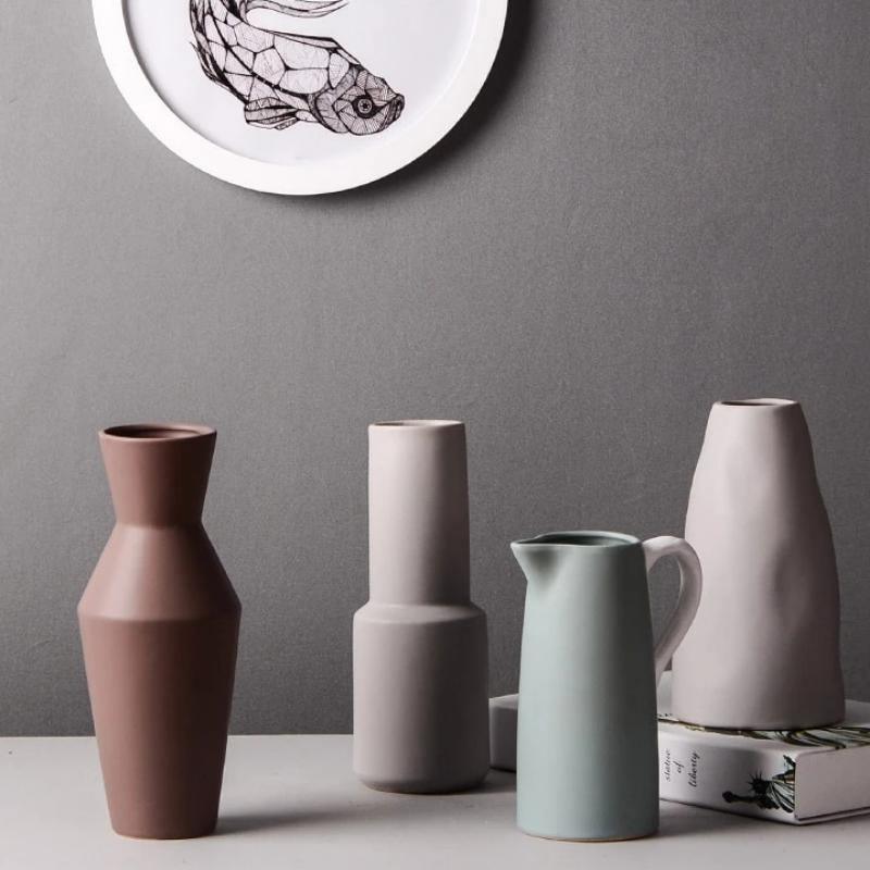 Matte Ceramic Decorative Vase in Five Modern Shapes, view 4