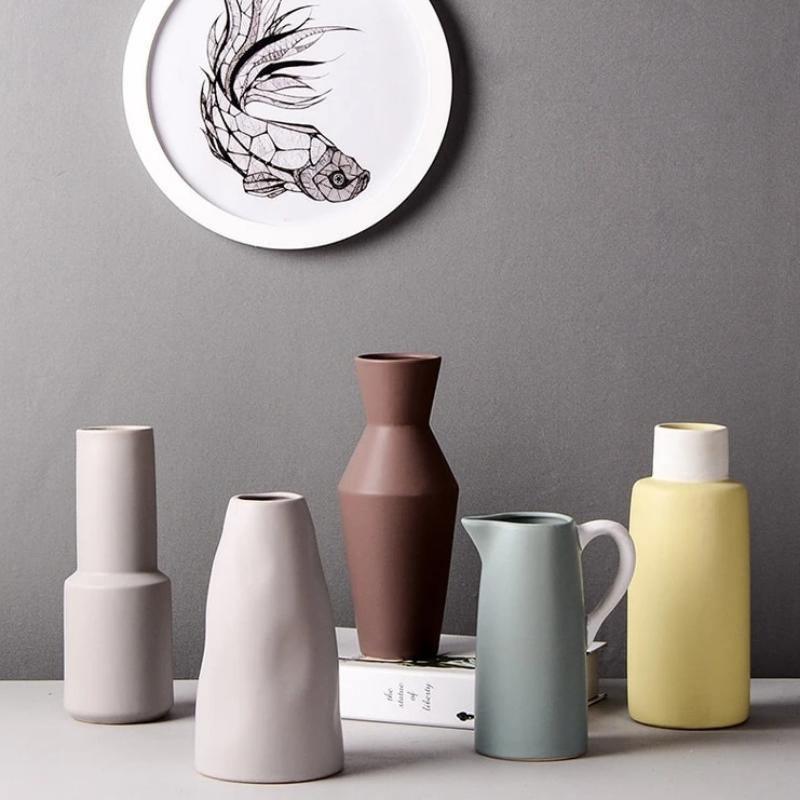 Matte Ceramic Decorative Vase in Five Modern Shapes, view 2