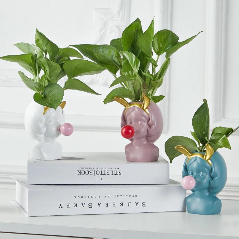 Bubblegum Girl Bust Planter with Cat or Bunny Ears, view 4