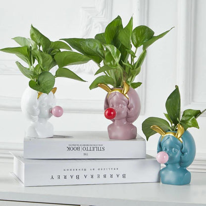Bubblegum Girl Bust Planter with Cat or Bunny Ears, view 4