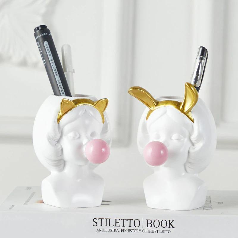 Bubblegum Girl Bust Planter with Cat or Bunny Ears, view 6