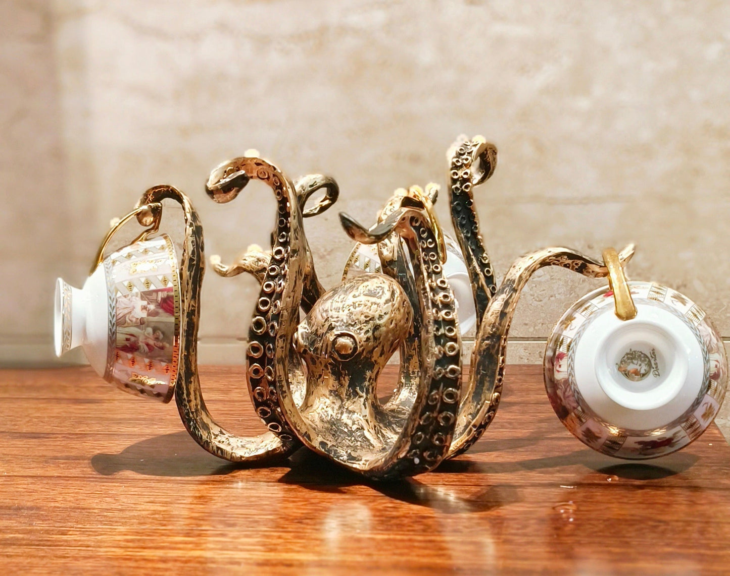 Octopus Mug Holder in Cast Resin, Holds 8 Mugs, view 4