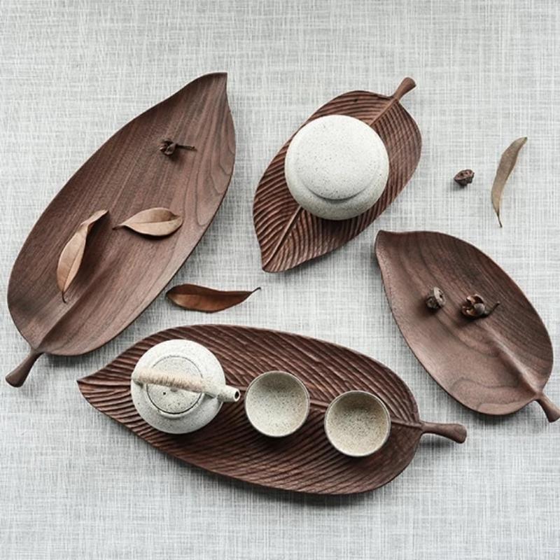 Black Walnut Leaf Serving Trays, Three Sizes, view 3