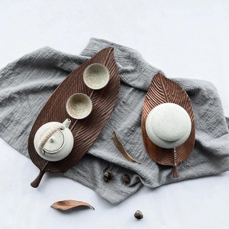 Black Walnut Leaf Serving Trays, Three Sizes, view 5