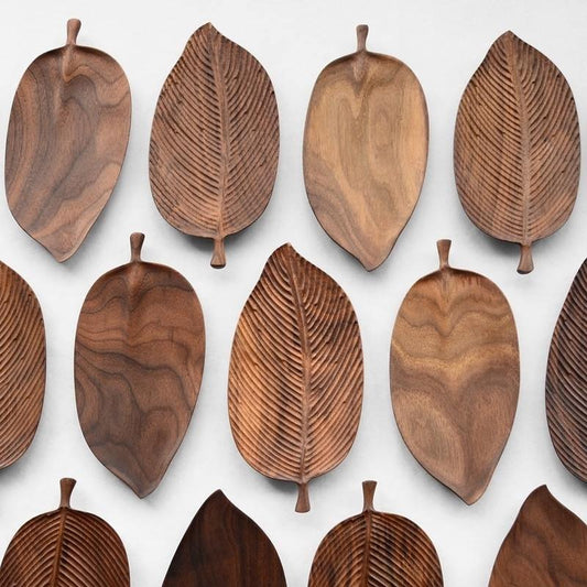 Black Walnut Leaf Serving Trays, Three Sizes