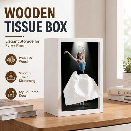 Ballerina Silhouette Wooden Tissue Box Cover, view 6