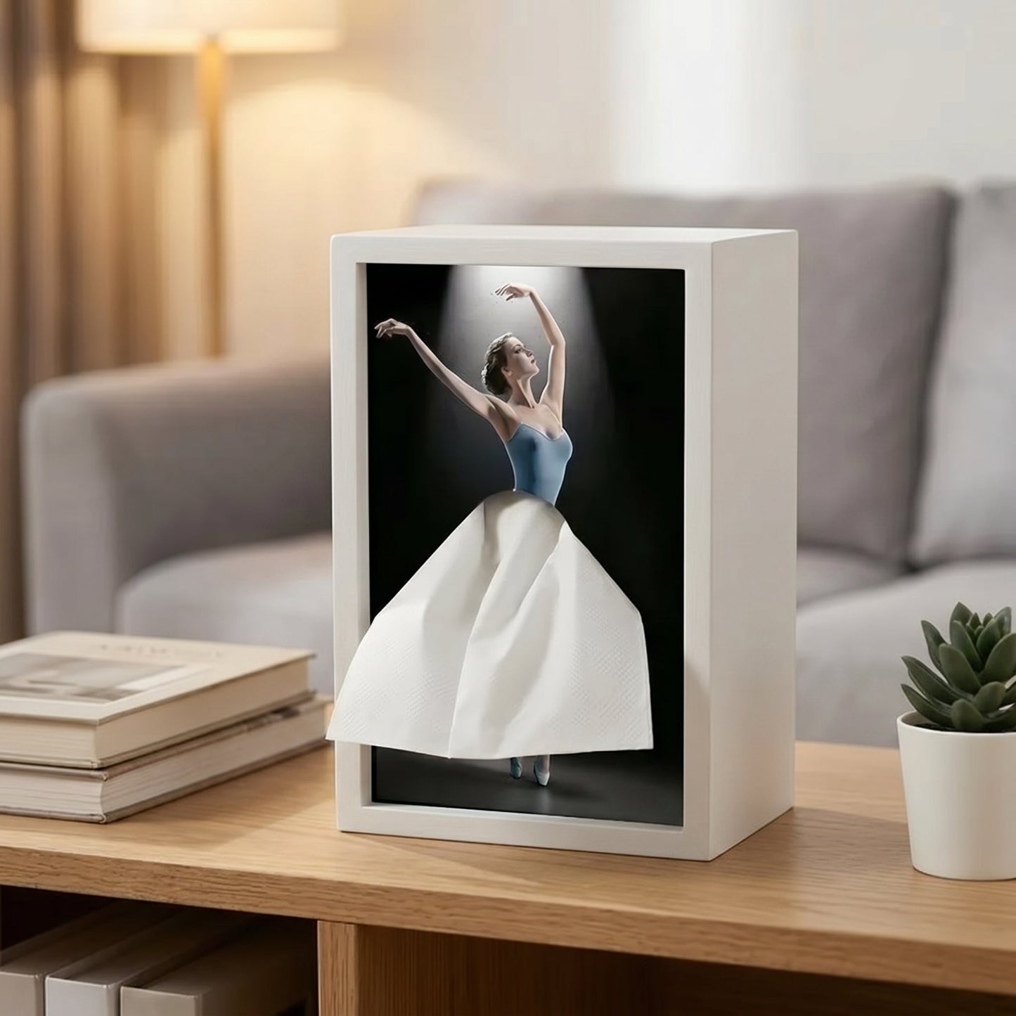 Ballerina Silhouette Wooden Tissue Box Cover