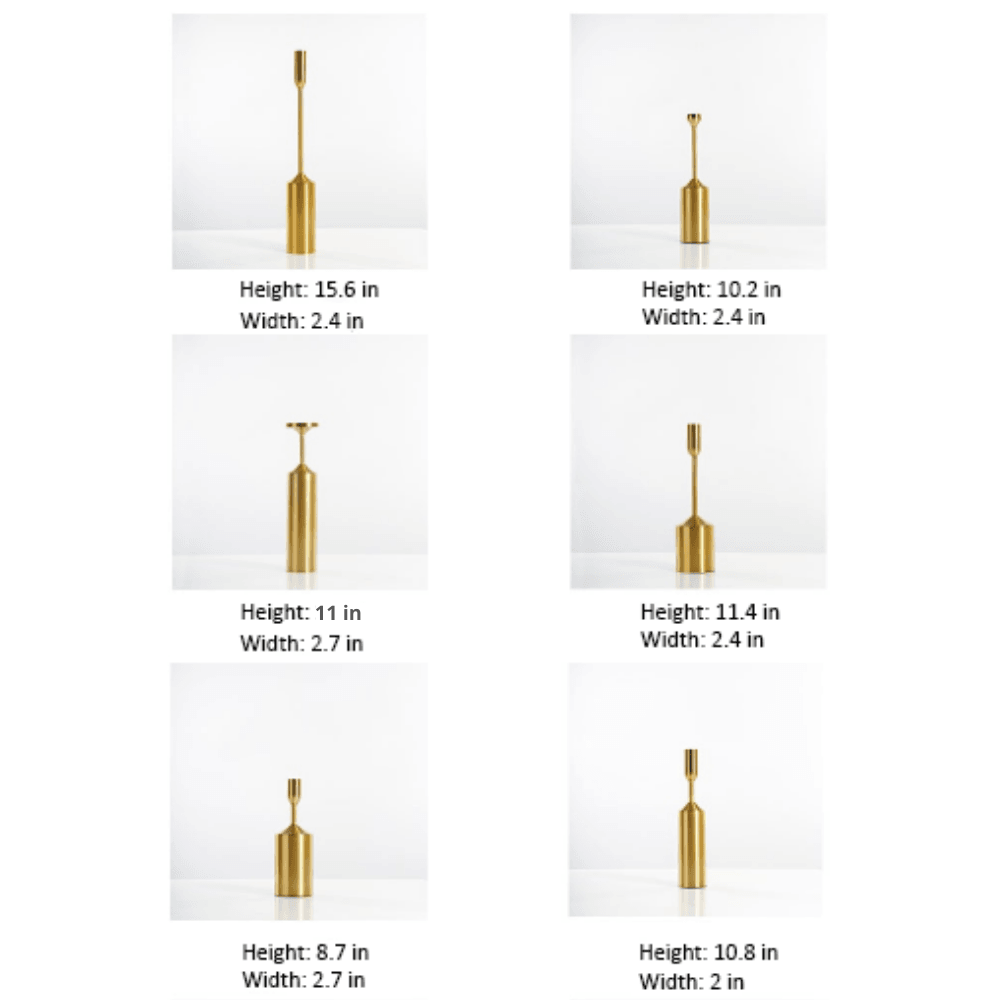 Gold Candle Holders in Six Heights, Singles or Sets, view 14
