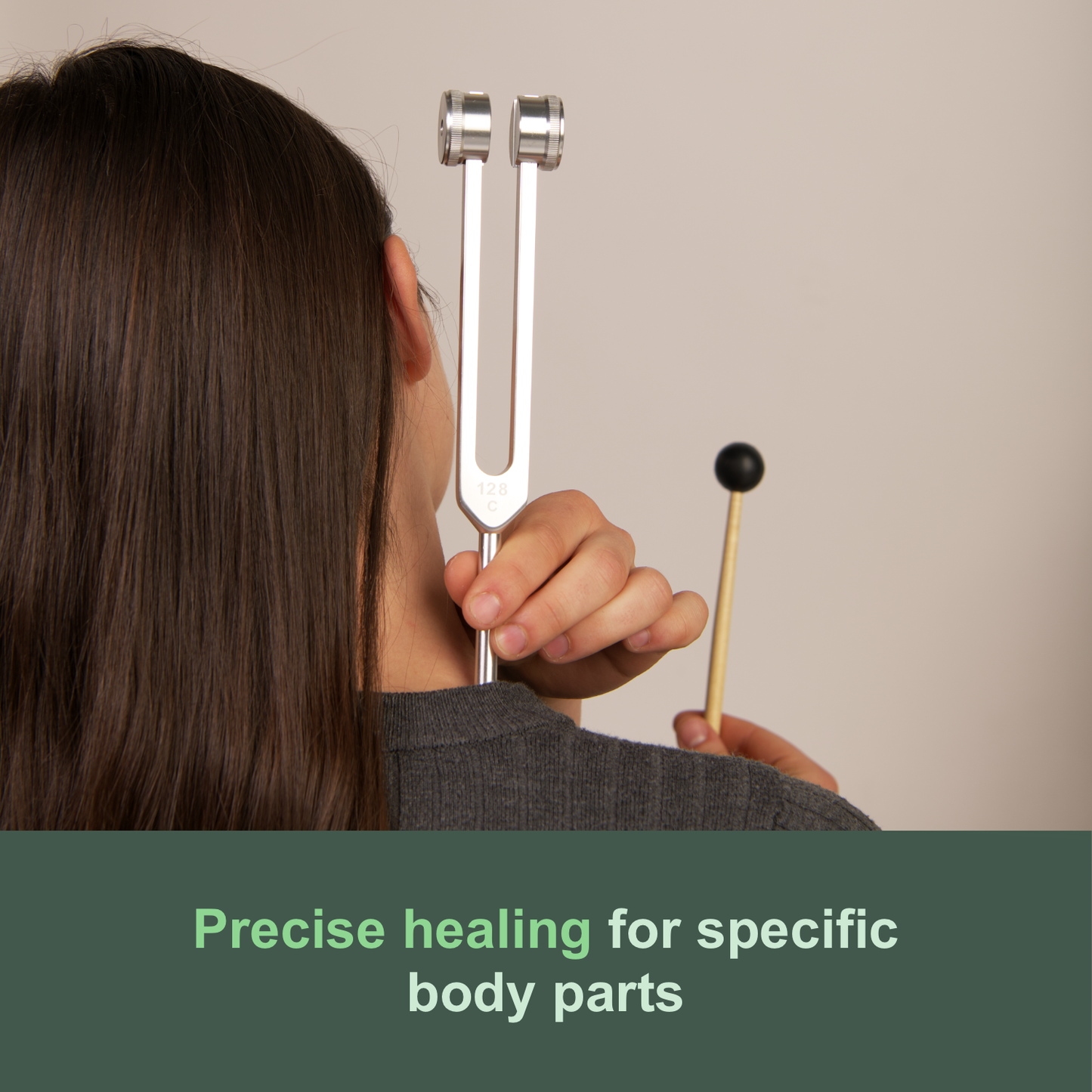 Weighted 128 Hz Tuning Fork with Mallet, 7.9 in, view 5