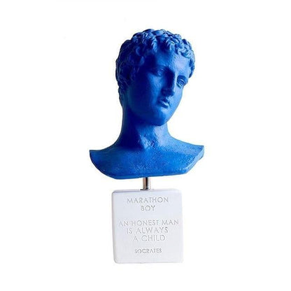 Blue David Head Bust Statue with Gold Post, view 5