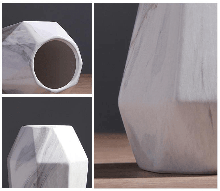 Faceted Ceramic Vases with a Marbled Finish, Five Sizes, view 12