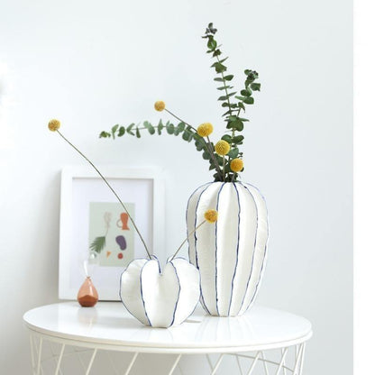 Blue and White Ceramic Vase, Short, Tall, or Pair