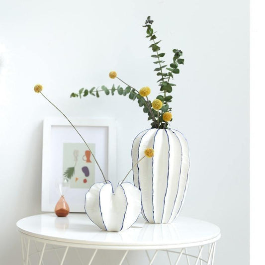 Blue and White Ceramic Vase, Short, Tall, or Pair