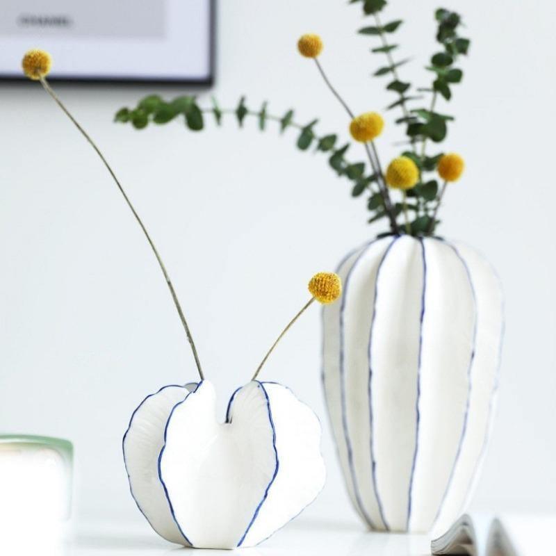 Blue and White Ceramic Vase, Short, Tall, or Pair, view 7
