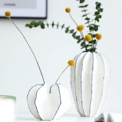 Blue and White Ceramic Vase, Short, Tall, or Pair, view 7