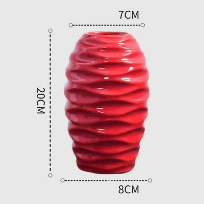 Curved Red Ceramic Vase in Eleven Shapes and Sizes, view 14