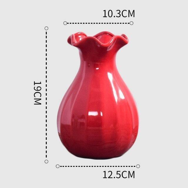 Curved Red Ceramic Vase in Eleven Shapes and Sizes, view 9