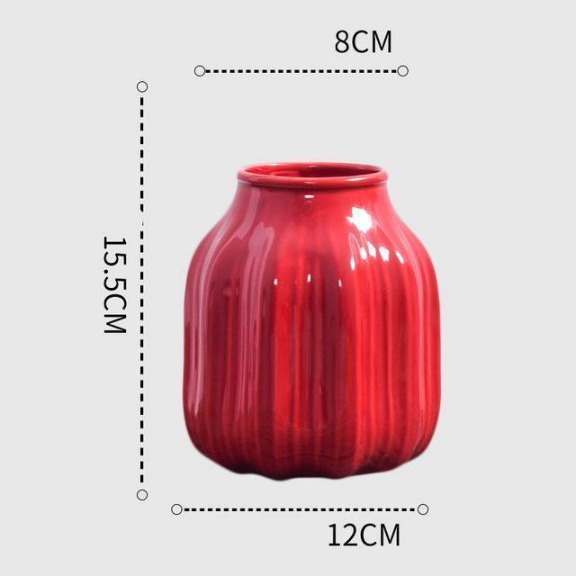 Curved Red Ceramic Vase in Eleven Shapes and Sizes, view 7