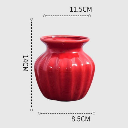 Curved Red Ceramic Vase in Eleven Shapes and Sizes, view 8