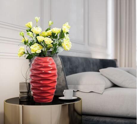 Curved Red Ceramic Vase in Eleven Shapes and Sizes, view 3
