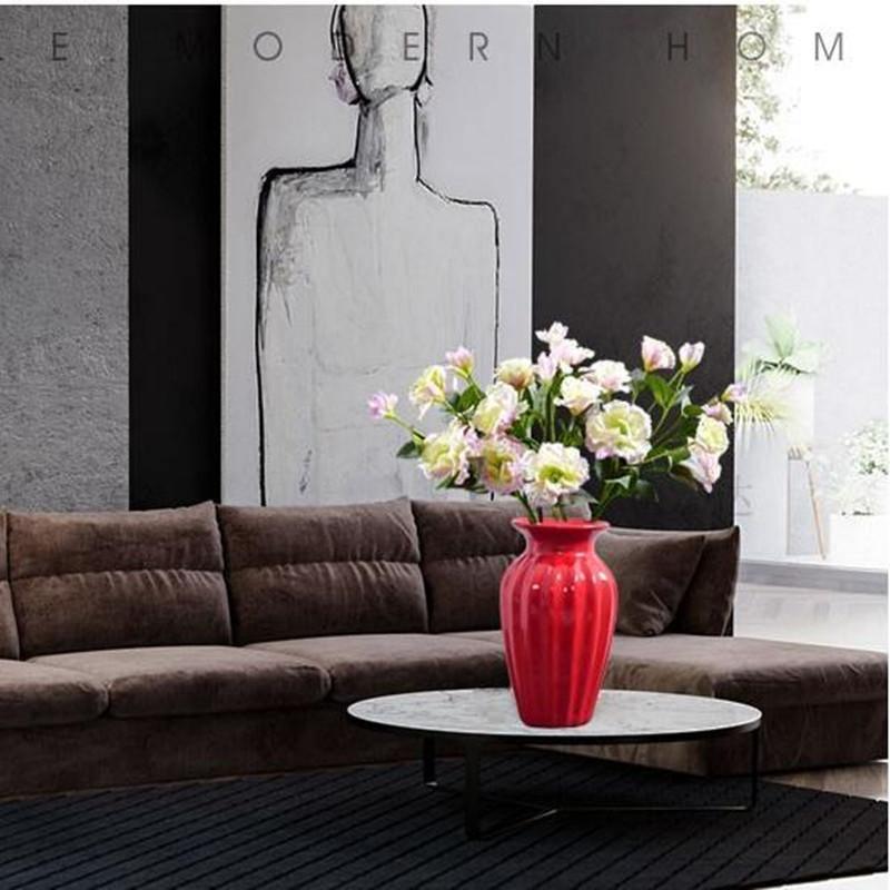 Curved Red Ceramic Vase in Eleven Shapes and Sizes, view 4