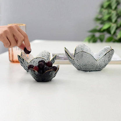 Textured Glass Petal Bowls with Gold Rim, 3 Sizes, view 4