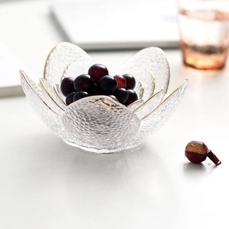 Textured Glass Petal Bowls with Gold Rim, 3 Sizes, view 5